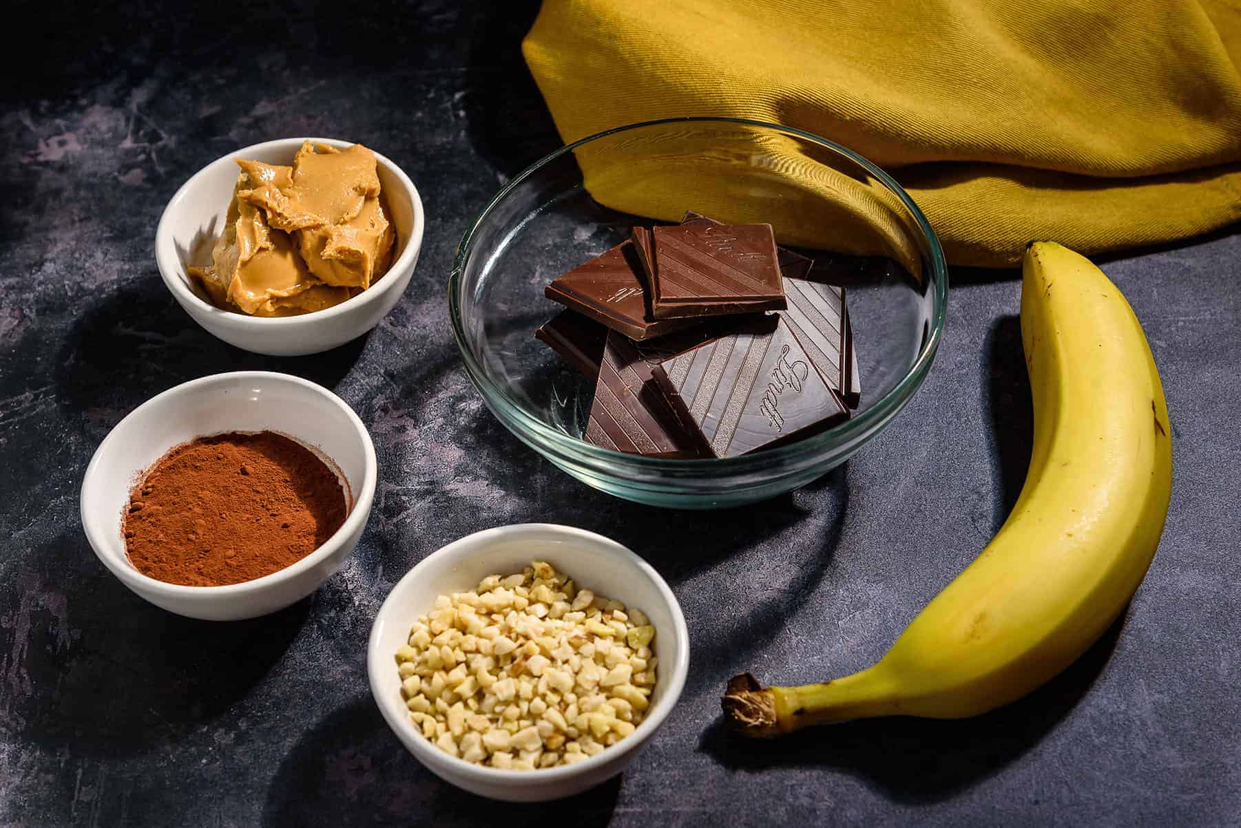 Close up of ingredients for Vegan Chocolate & Peanut-Butter Truffles
