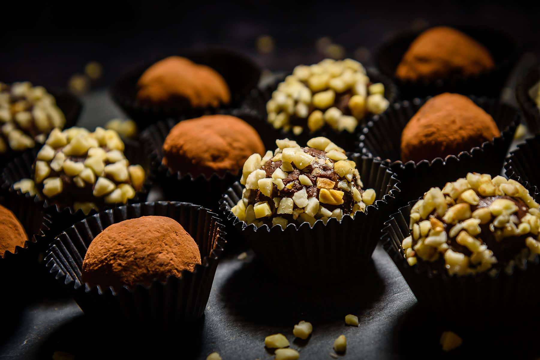 Vegan Chocolate & Peanut-Butter Truffles on Serving Plate