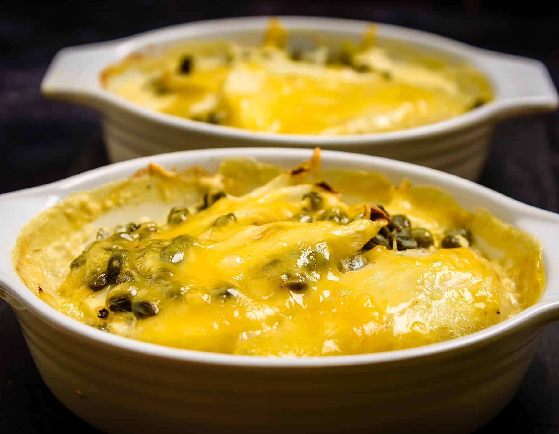 Vegan Fennel & Caper Bake with melted cheese