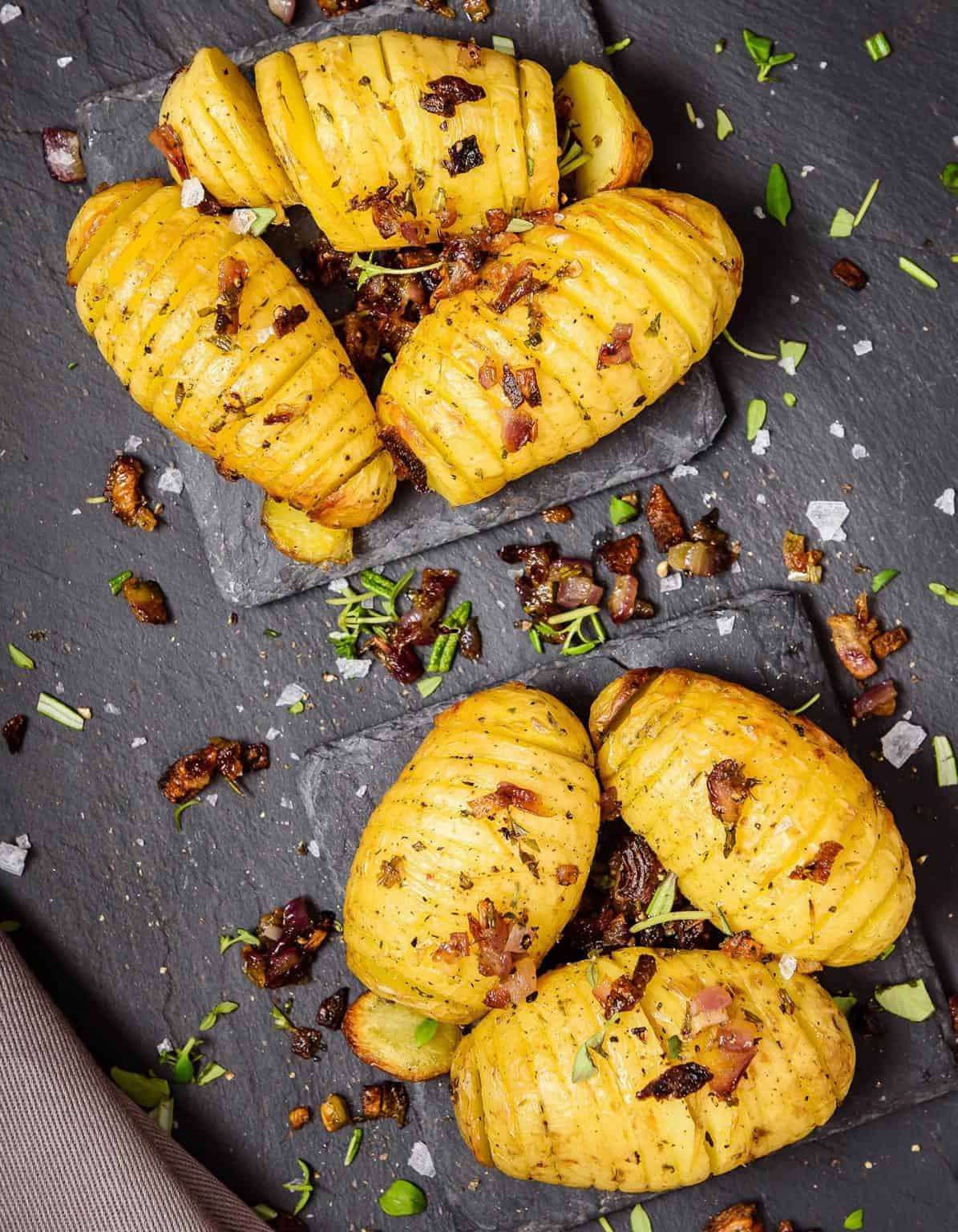 Vegan Herbed Mini-Hasselback Potatoes, Posh Potatoes! - Especially Vegan