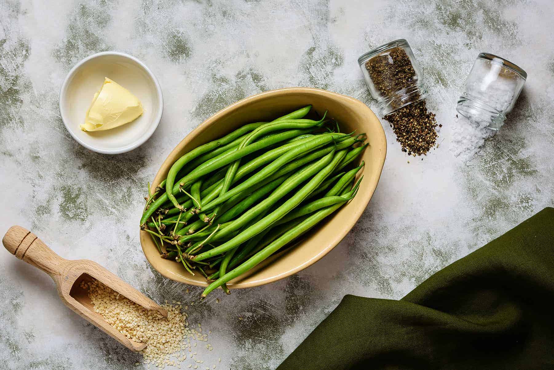 Ingredients for Vegan Green Beans with Sesame Seeds