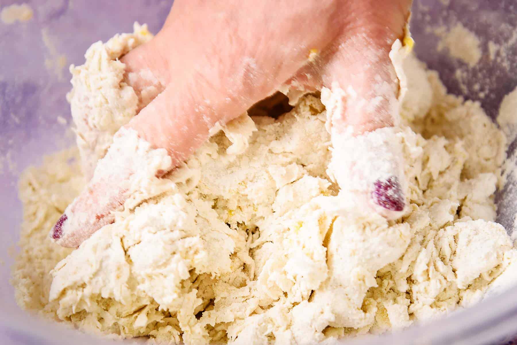 Bringing the ingredients together to form a dough