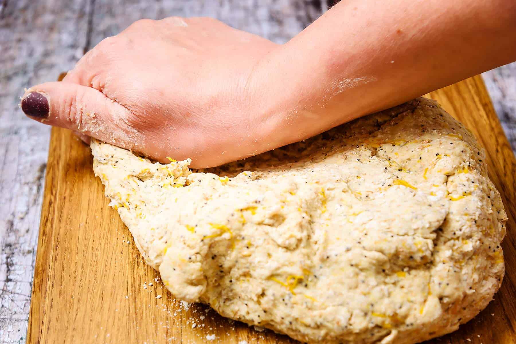 Kneading the bread dough