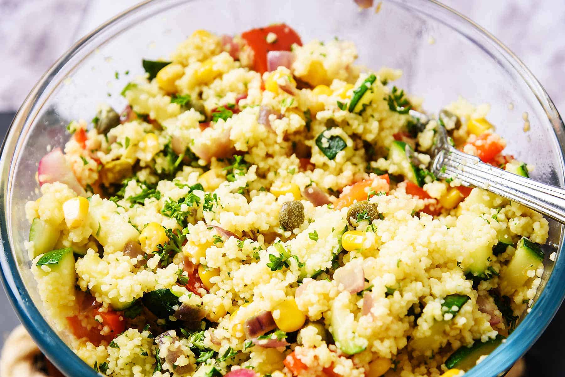 Vegan Couscous & Halloumi Salad, so tasty! - Especially Vegan