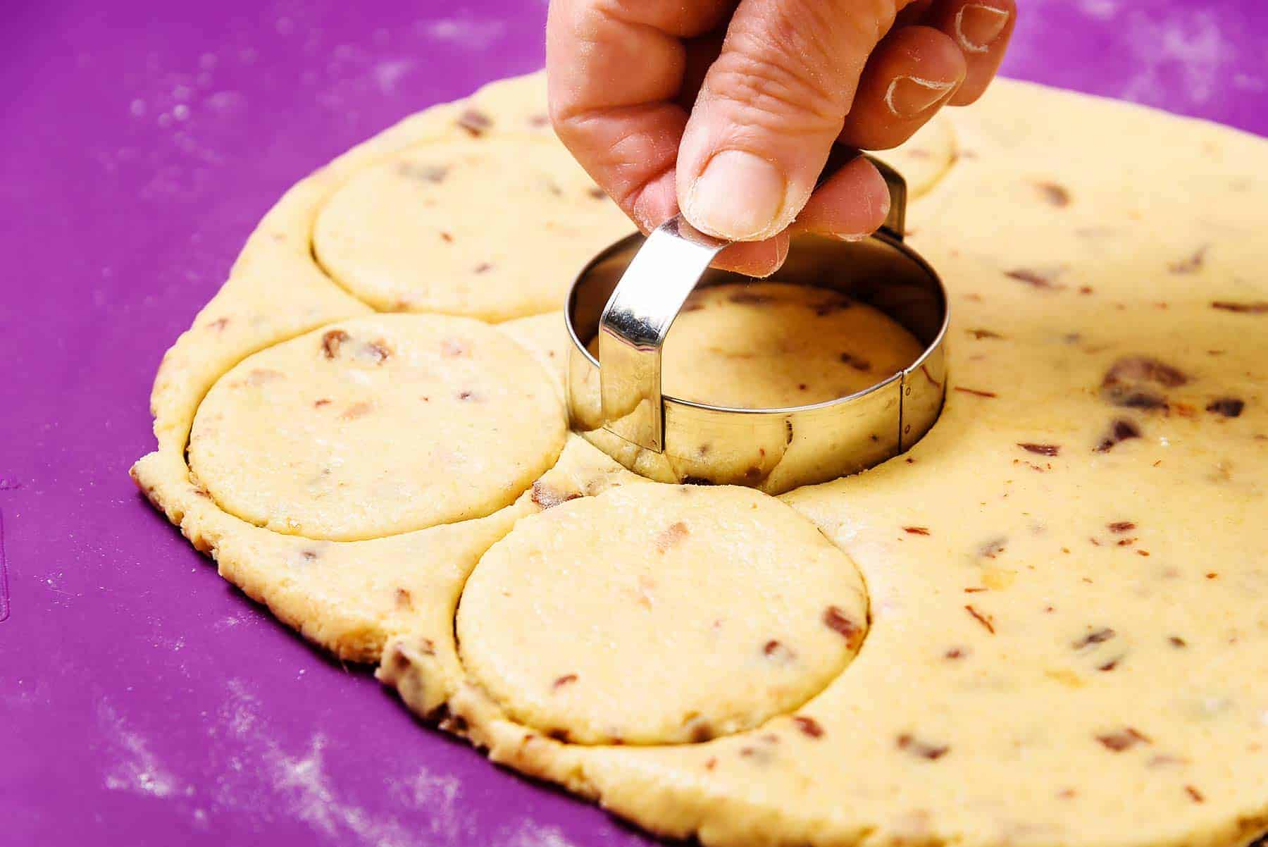 Cutting the cookies from the dough