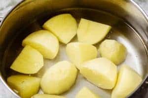 Potatoes in a saucepan with water