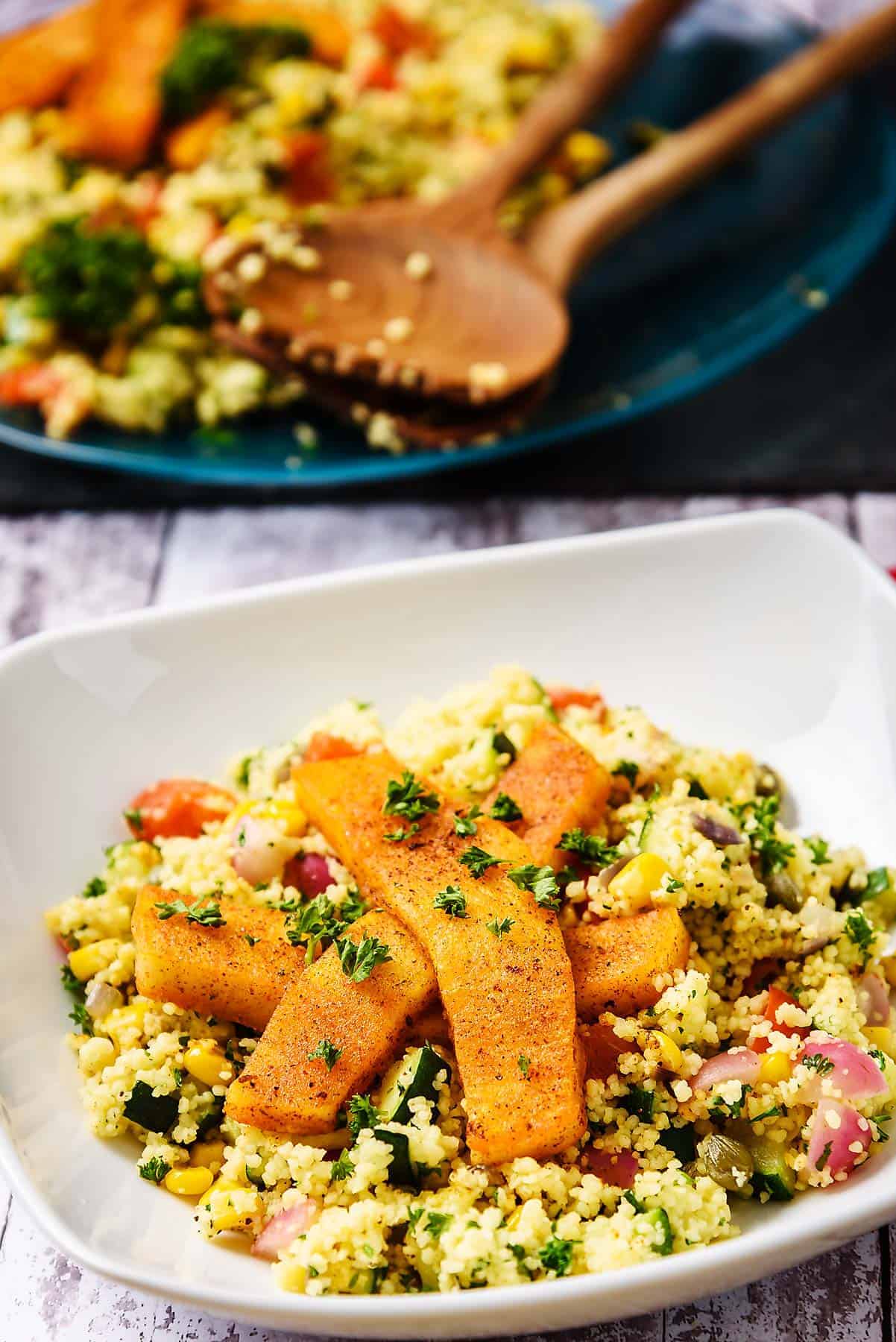 Vegan Couscous & Halloumi Salad, so tasty! - Especially Vegan