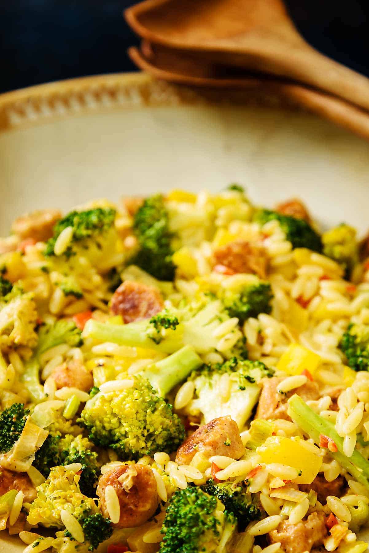 Vegan Sausage & Broccoli Orzo Pasta, One Pan! - Especially Vegan