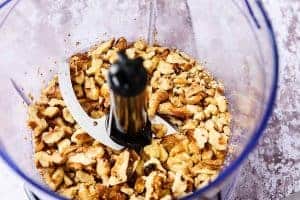 Chopping the nuts in a food processor