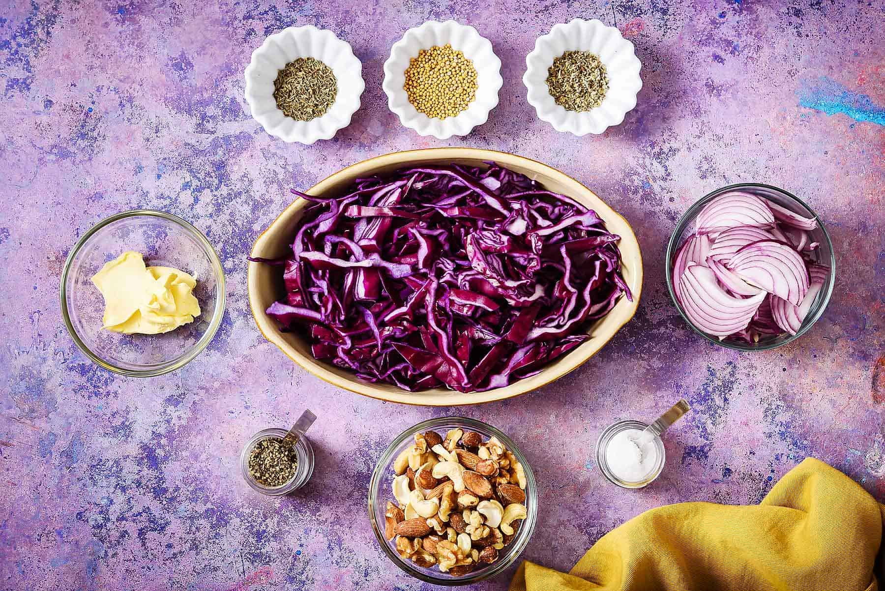 Ingredients for cabbage with nut crust