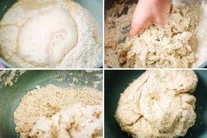4 stages of making the bread dough