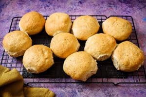 Easy Vegan Bread Rolls cooling on a wire rack