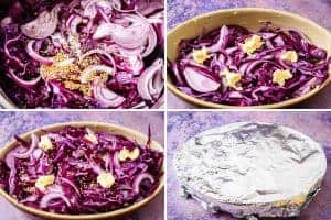 Layering the cabbage mixture in an oven dish