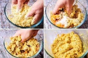 4 stages of forming the cookie dough