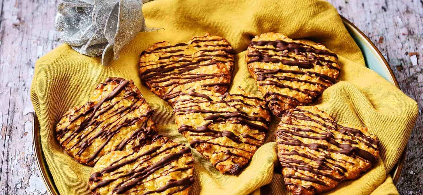 Vegan Oat & Apricot Cookies, heart-shaped!