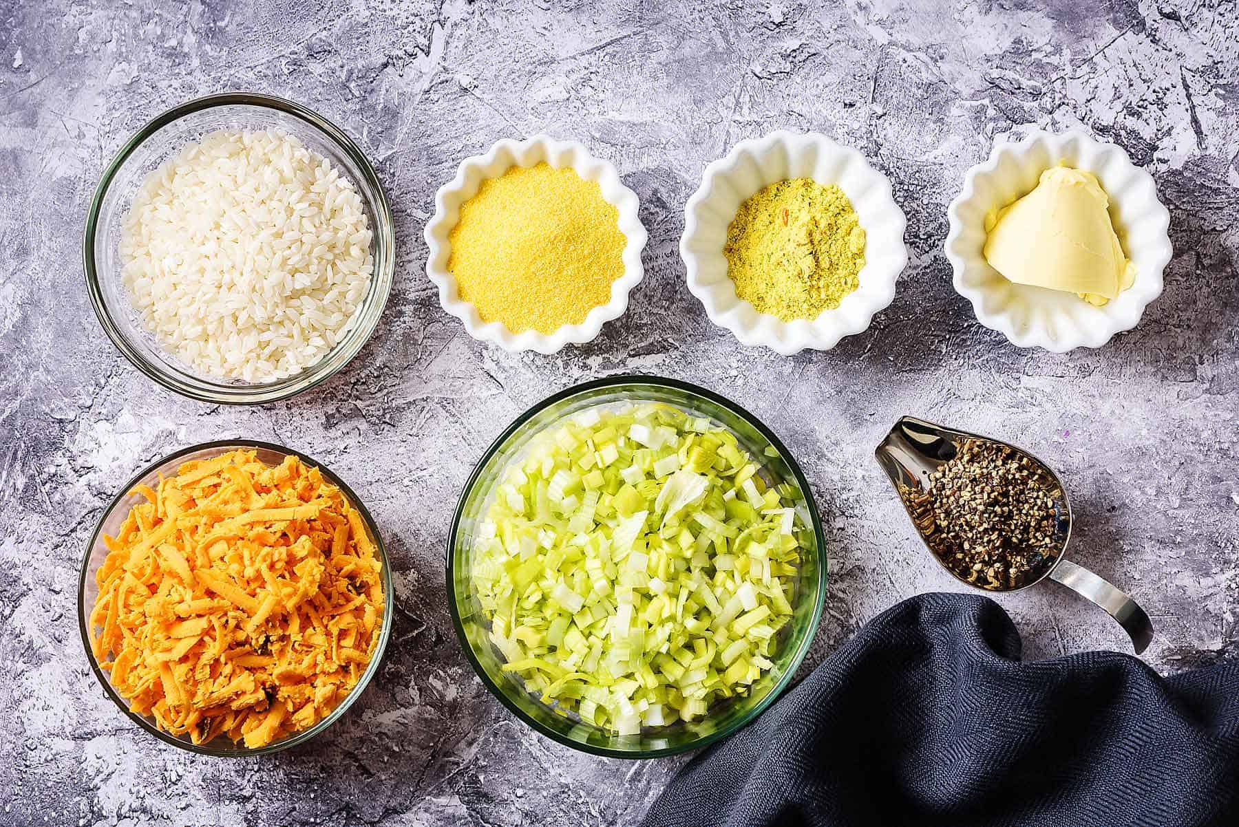 Ingredients for spicy cheesy rice balls