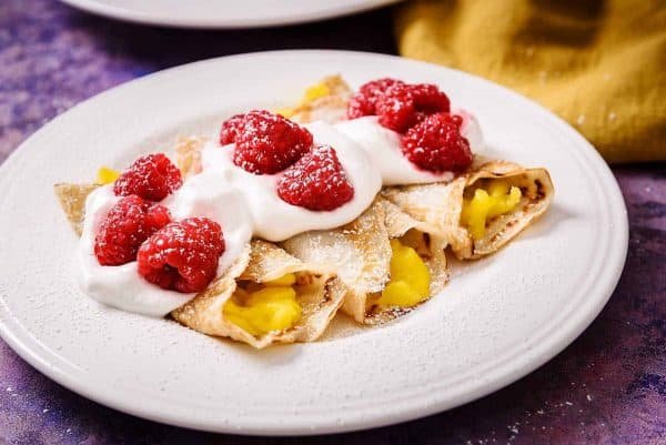Mango & Raspberry Cider Crepes, incredibly easy! - Especially Vegan