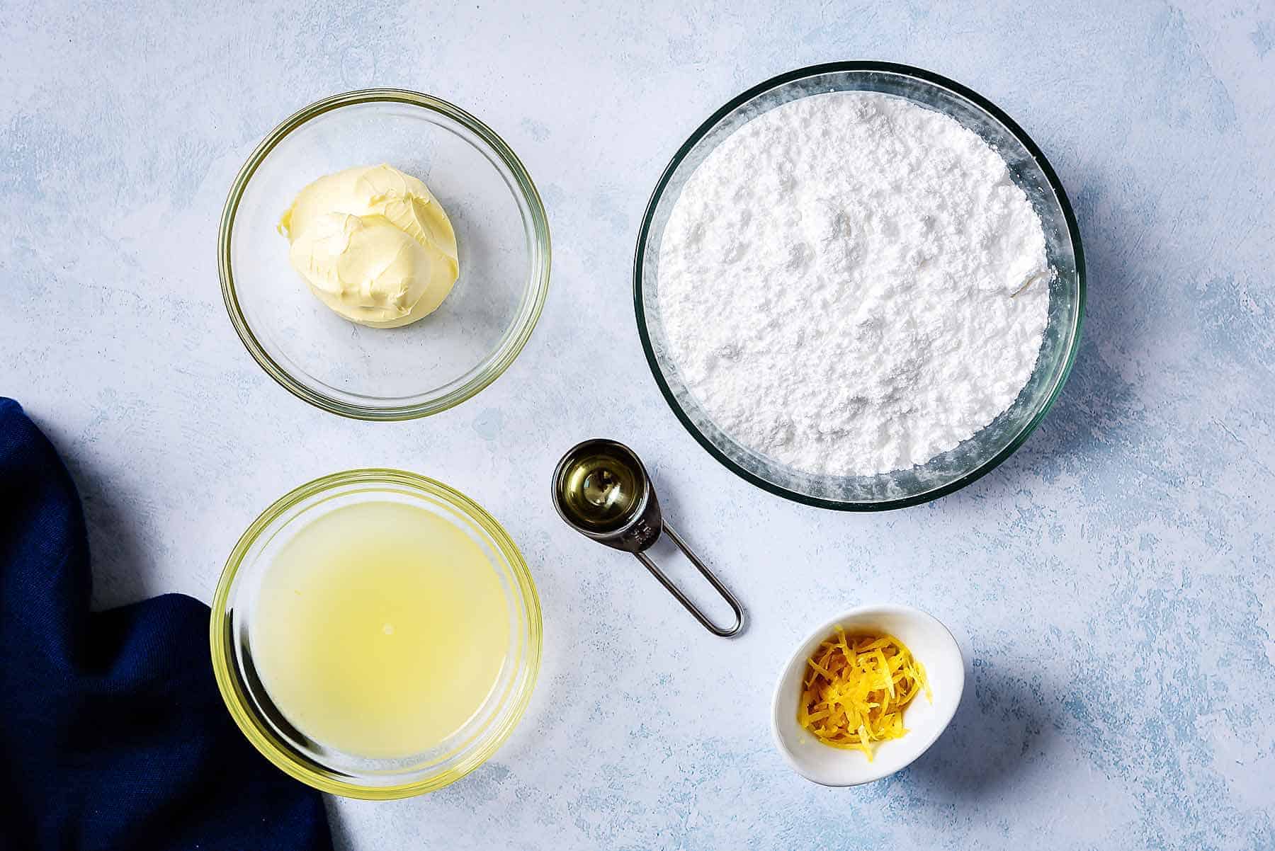 Ingredients for lemon icing