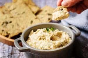 Zing Cannellini Bean Dip on a cracker