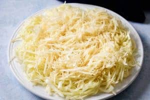Celeriac and cabbage on a serving plate