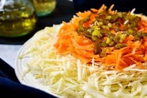 Close up of Politiki (Greek Cabbage Salad)