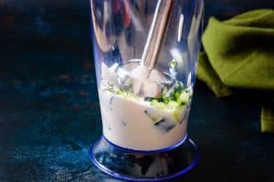 Cucumber and mint with yoghurt in a blender
