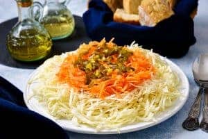 Politiki (Greek Cabbage Salad) on a serving plate