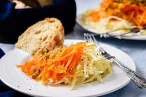 Politiki (Greek Cabbage Salad) served with bread