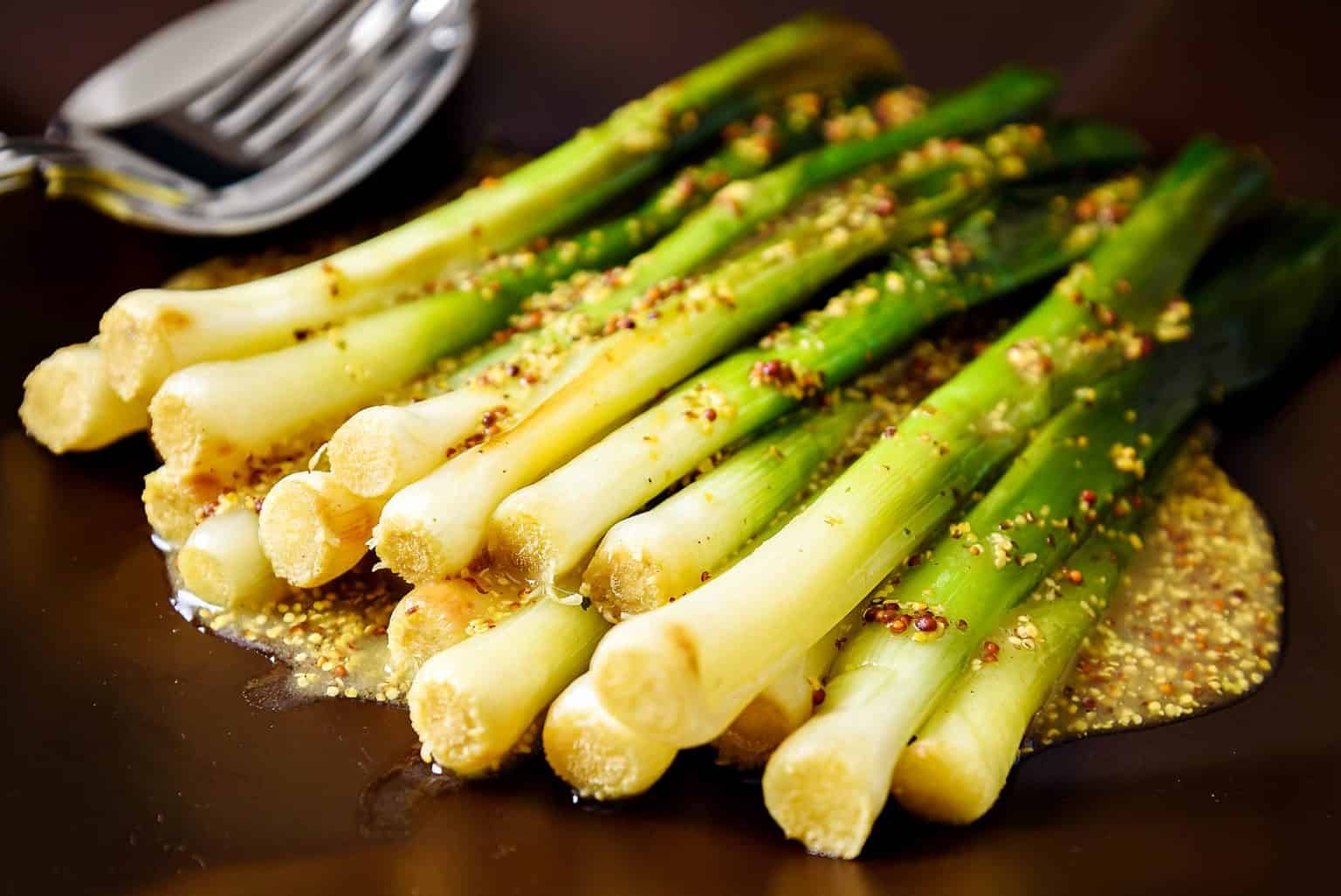 Baby Leeks with Wholegrain Mustard Especially Vegan
